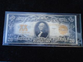 1922 $20 Twenty Dollars Gold Certificate Currency Large Size Note - Rare