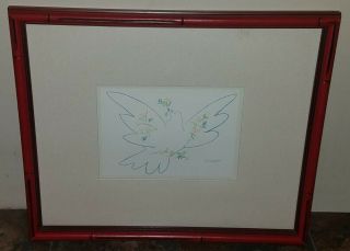 Vintage Pablo Picasso Dove Of Peace Bird Small Art Print Matted And Framed