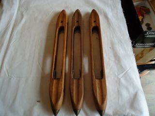 3 Antique Vintage Wooden Weaving Loom Open Bottom Boat Shuttle Us 1500 Model