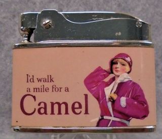 Vintage Camel Cigarettes Flat Advertising Lighter Rare Pink Version Lqqk