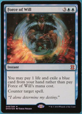 Force Of Will Foil Eternal Masters Nm Blue Mythic Rare Card (147531) Abugames