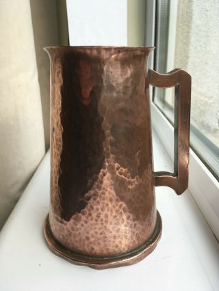 Rare Antique Irish Arts and Crafts Heavy Copper Tankard Hand Beaten 3