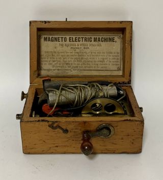 Rare Antique Victorian Magneto Electric Shock Machine Pocket Size Miniature