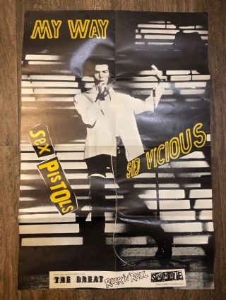 Rare Jamie Reid Sid Vicious Sex Pistols " My Way " Virgin Promo Poster
