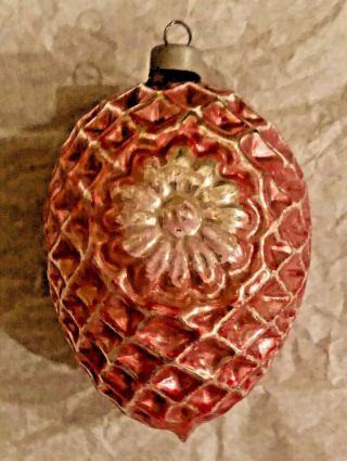 Antique Vintage Double Sided Daisy On Egg Glass German Christmas Ornament