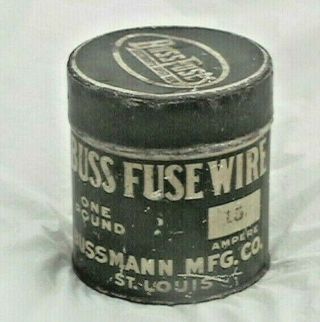 Vtg Bussman Electric 15 Ampere Fuse Wire W/original Metal Tin Htf Unique Rare