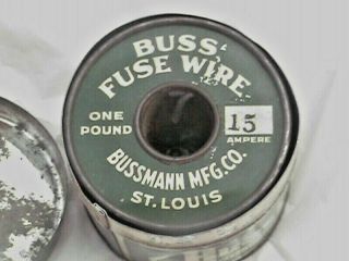 vtg BUSSMAN Electric 15 ampere fuse wire w/original metal tin htf unique rare 3