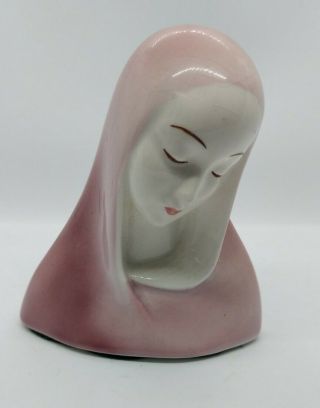 Vintage 1940s Goldscheider Porcelain Head Bust Virgin Mary Madonna In Pink