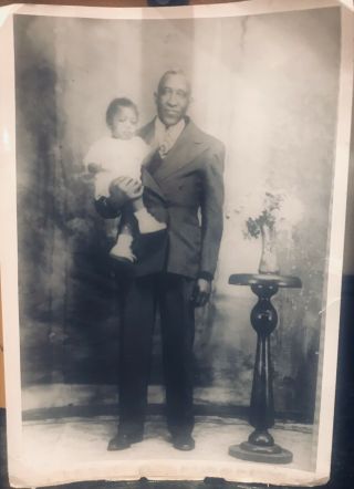 Antique Photograph Of African American Man W/baby - - Vintage - Glossy - - 5 X 7