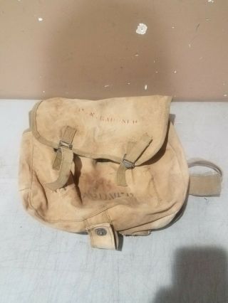 Rare 1943 Vintage Ww2 Usmc Bag Backpack Us Marine Military Gear