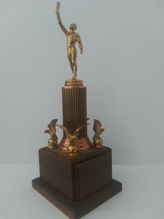 Masonic Knights Templar Award Trophy 1940s Art Deco Rare 4 Corner Eagle
