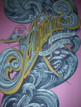 Aaron Horkey Arcade Fire Pink Concert Poster 2005 Rare Signed Silk Screen Print