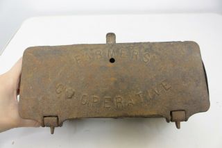Vintage Antique Rare Farmers Co - Operative Cast Iron Metal Tractor Tool Box