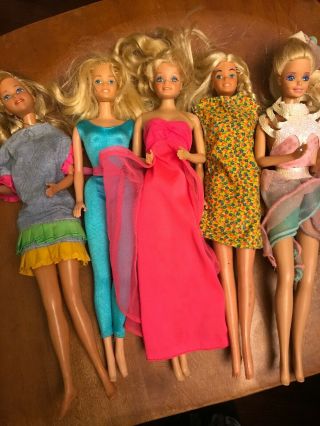 Set Of Five Barbie Dolls Vintage Blonde Hair Blue Eyes 11.  5” Mattel 1966