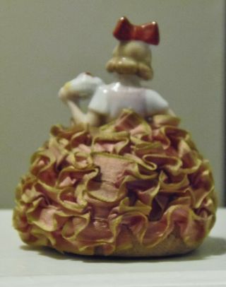 8 Girl w Fruit Basket Half Doll ANTIQUE Porcelain Pincushion Doll Germany 2