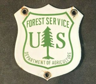 Vintage Porcelain U.  S.  Forest Service Sign Rare Old Advertising