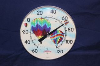 Rare Vintage Sunbeam Large Outdoor Thermometer Colorful Hot Air Balloons 12 "