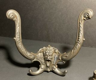 Antique Victorian Cast Iron Lions Head Hall Tree Coat Or Hat Hook