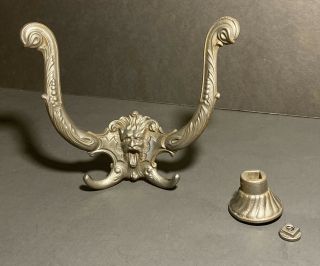 Antique Victorian Cast Iron Lions Head Hall Tree Coat or Hat Hook 2