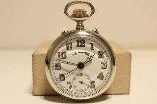 Antique Art Deco Ww1 Era Rare Swiss Mechanical Pocket Alarm Watch