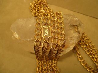 Vintage Rare Yves Saint Laurent Long 108 " Gold Plate Thick Chain Necklace