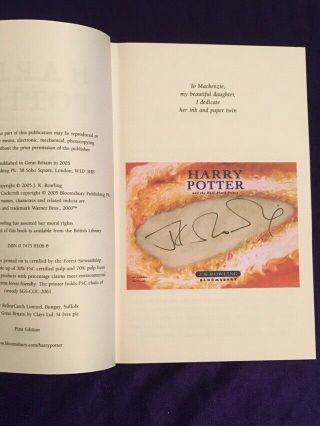 Rare Harry Potter and The Half Blood Prince SIGNED JK ROWLING Bookplate 2