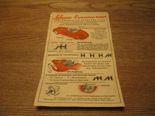 Schuco Germany - Vintage Rare - Examico 4001 Instruction - 1940s.