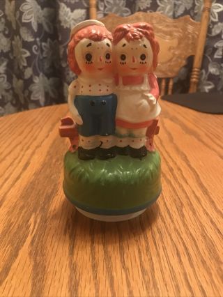 Vintage Raggedy Ann And Andy Cute Rotating Music Box