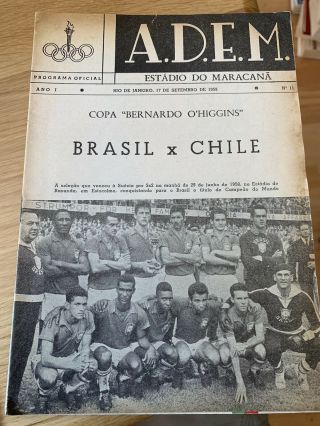 Ultra Rare 1959 Football Programme Brazil Chile Maracana Copa Bernardo O’higgins