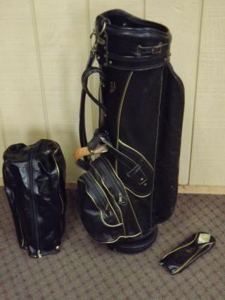 Rare Vintage Titleist Black Kangaroo Leather Golf Bag Hood & Headcover