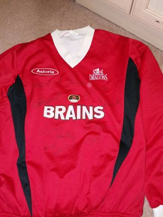 Glamorgan Dragons Rugby Union Shirt Home Cymru Rare Jersey Signed By Team Xl