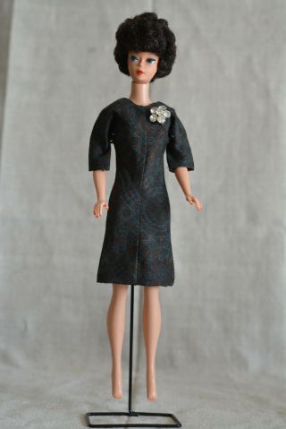Vintage Barbie Handmade Black Dress Rhinstone Brooch,  60s