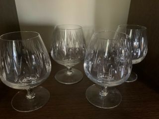 4 Vtg English Stuart Fine Cut Crystal Salisbury Cognac Brandy Snifter Glasses