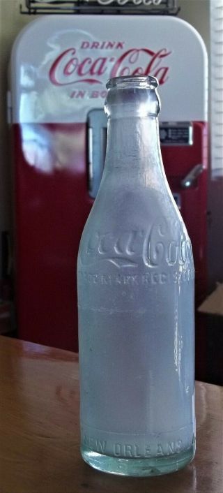 C1900’s Rare Coca Cola Straight Sided Green Bottle Crown Orleans La