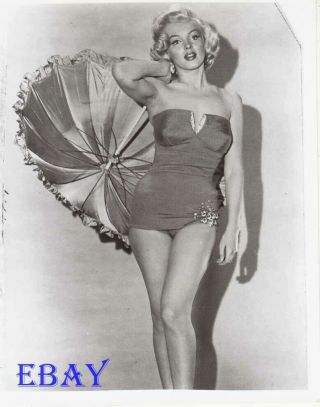 Marilyn Monroe In Swimsuit Holds Umbrella Rare Photo