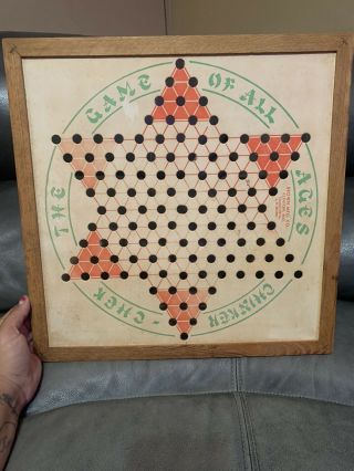 Antique Chinese Checkers Game Board 1937 Brown Mfg Company Board Only
