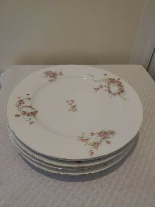 Set Of 5 Antique O&eg Royal Austria China Pink Flowers Plate