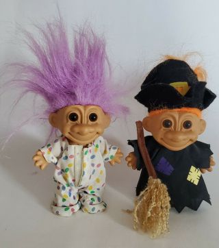Vintage Russ Troll Dolls Halloween Witch Easter Bunny Pajamas 5 "