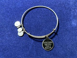 Alex & Ani " Everything Happens For A Reason " Expandable Bangle Antiqued Silver