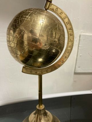 14 Inch Brass World Globe With Stand