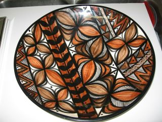 Rare 1974 Large 16 " Kapa Ceramic Handmade Painted Hawaii Mixing Bowl/ Salad
