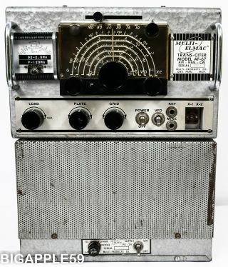 Vintage Multi - Elmac Af - 67 Trans - Citer Transmitter Ham Radio & Rare Power Supply
