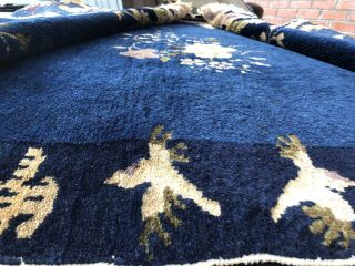 Auth: Antique Art Deco Chinese Rug Rare Peking Fine Blue Collectible 4x6 NR 6