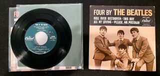Rare Usa 1964 Ep Four By The Beatles Picture Sleeve & Single 1st Press