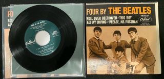 Rare USA 1964 EP Four by the Beatles Picture Sleeve & Single 1st Press 2