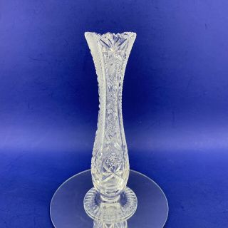 Antique American Brilliant Sawtooth Cut Crystal 8” Bud Vase Apb Vintage