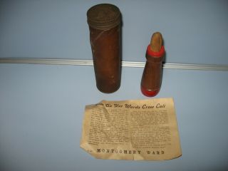 RARE VINTAGE MONTGOMERY WARD CROW CALL IN TUBE WITH PAPERS 3