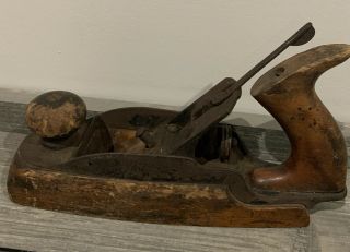 Antique Stanley Rule & Level Co.  Iron,  Wooden Carpentry Plane/ Orig.  Paint 35