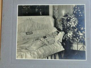 Two Antique `post Mortem Photos Deceased Young Mother In Casket 8.  5 " X 7 3/4 "