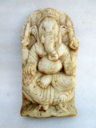 Antique Old Rare Hand Carved Italian Marble Hindu God Ganesha Sculpture Statue